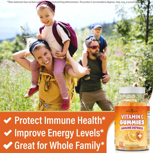 NEW AGE Vitamin C Gummies, Orange Flavor - Supports Healthy Immune System - Vegetarian, Gluten-Free (180 Gummies)