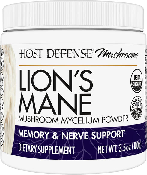 Host Defense Lion's Mane Powder - Brain Health Support Supplement - Mushroom
