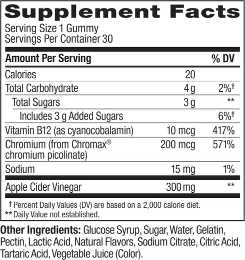 Gummy B12, 30 Count OLLY Metabolism Rings, Apple Cider Vinegar, Vitamin Chromium, Energy and Digestive Health, Chewable