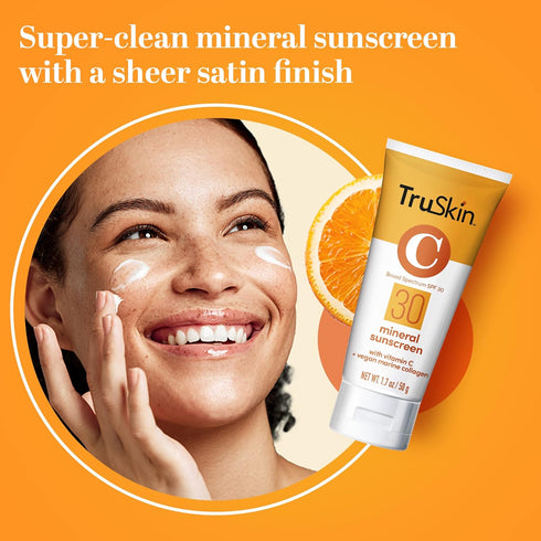 TruSkin Mineral Face Sunscreen SPF 30 – Lightweight Broad Spectrum Sunscreen for Sensitive Skin, 1.7 fl oz with Zinc