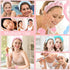 Spa Headband, Sponge Spa Headband for Women, Soft Makeup Headband Face Wash and Wrist Washband Set Skincare Headbands for Face Washing, Shower, Makeup Removal (Pink - 4pcs)