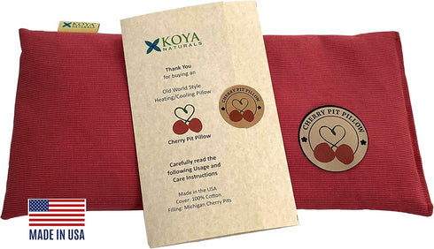 KOYA Naturals Microwavable Heating Pad - Cherry Pit/Stone/Seed Pillow Heat Pack for Neck, Muscles, Joints, Henna Red