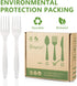 HERLLY 100 Biodegradable Compostable Forks, Large Disposable Utensils for Parties, Eco-Friendly and Durable