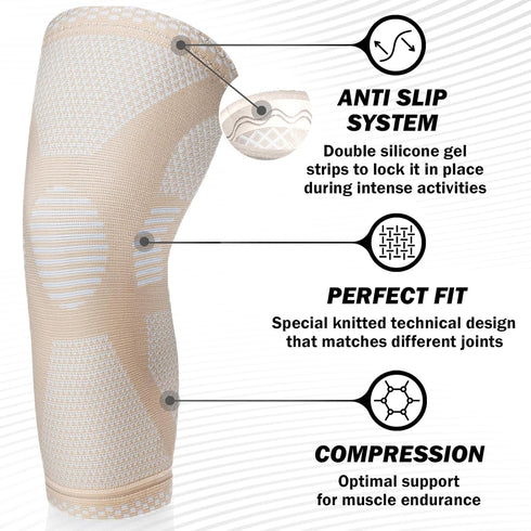 POWERLIX Knee Compression Sleeve (Pair) - Best Knee Brace for Knee Pain for Men & Women Knee Support for Running