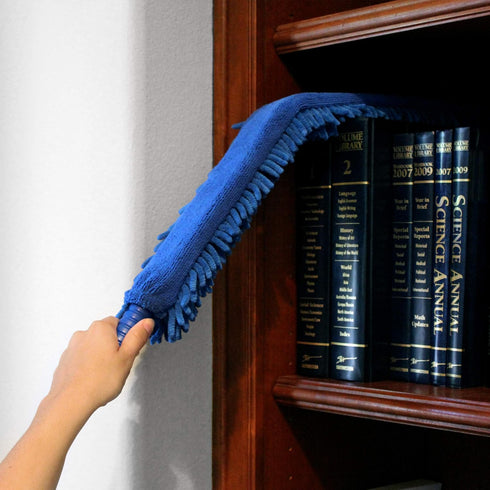 Handheld Reusable Microfiber Flex Duster, Bendable Dust Cleaner for Hard-to-Reach Areas, Machine Washable, 20”, Blue