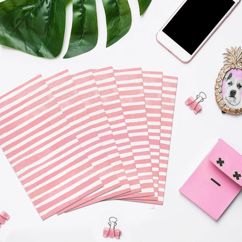 KTHONIOMANTE 200PCS 2 Pack, 4.5x8 Inch Pink and White Stripe Guest Napkins, Ply Disposable Paper Striped Dinner Hand