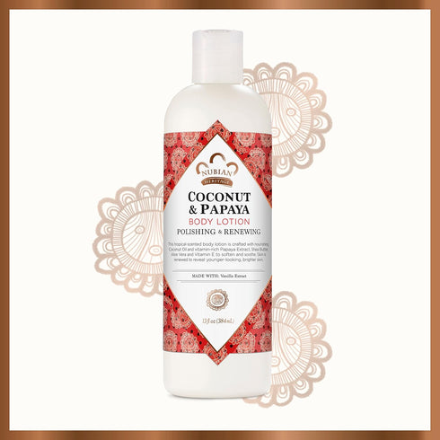 Nubian Heritage Body Lotion Coconut and Papaya for Dry Skin, Paraben Free, 13 oz