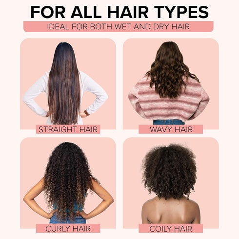 Pink Carbon Wide Tooth Comb for Curly and Straight Hair (7 inch) - Professional Detangling Comb for Styling