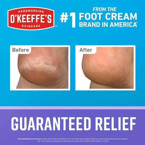 O'Keeffe's for Healthy Feet Night Treatment Foot Cream, 3 oz Tube (2 Pack) for Cracked Dry Feet