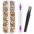 Canvalite 1500PCS Champagne Rhinestones, Flat Back Gems with Tweezers and Dotting Pen for Nail Art and Crafts