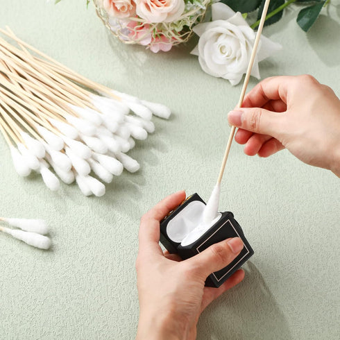 Zhehao 300 Pcs Large Cotton Swabs, 8 Inch Cotton Tipped Applicators with Bamboo Handle for Wound Cleaning, Makeup