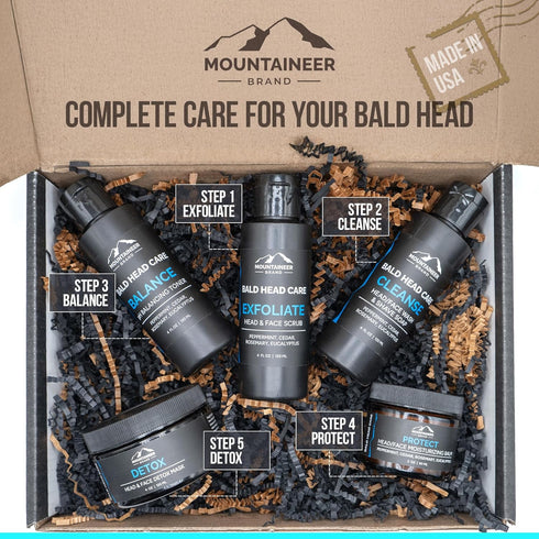 Mountaineer Brand Natural Bald Head Shampoo, Daily Scalp & Face Soap Wash, 4oz, Fresh & Natural Scent for Men
