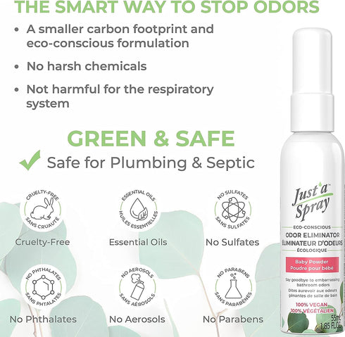 JUST'A SPRAY 1.85 oz Prelam Just a Spray Odor Eliminator - Baby Powder for Kids - Spray