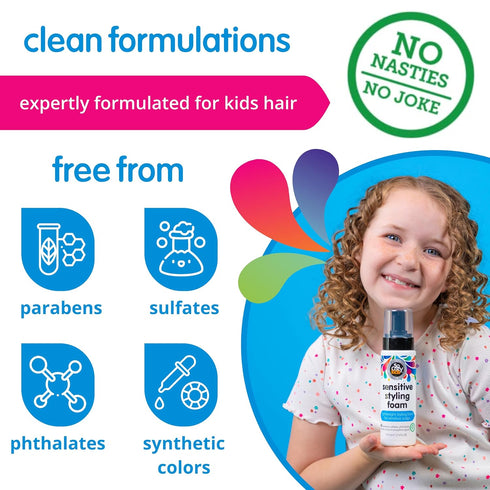 So Cozy Kids Sensitive Styling Foam, Gentle Natural Hold Styler for Straight or Curly Hair, Rosemary, 6 fl oz