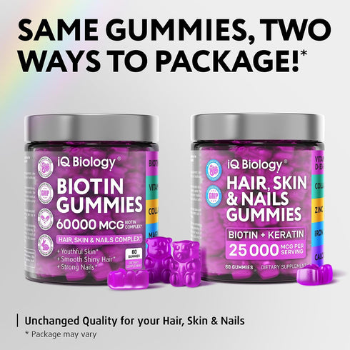 Gummies Gummy B7), 60 Biotin for Hair, Skin and Nails - Hair Growth Vitamins for Women & Men - Hair Loss Supplement