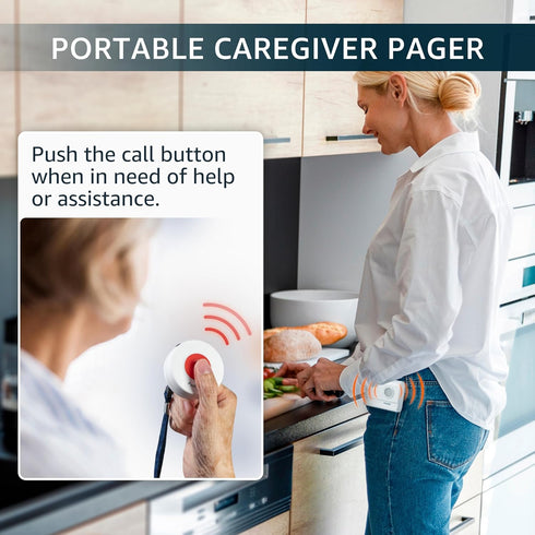 SYNLETT Caregiver Pager Wireless Call Buttons for Elderly Monitoring SOS Alert System Portable Alarm for Nurse Call