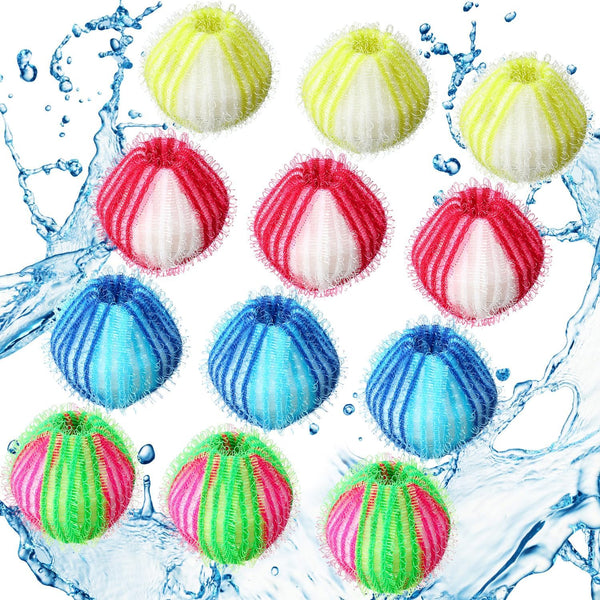 Blulu 12 Pieces Pet Hair Remover for Laundry Dryer Balls, Reusable Washing Machine Hair Catcher, Stylish Color