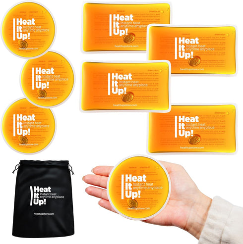 HEAT IT UP! INSTANT HEAT ANYTIME ANYPLACE 8 Packs Pack Set Reusable Hand Warmers Heat It Up Instant Snap Heat for Hot