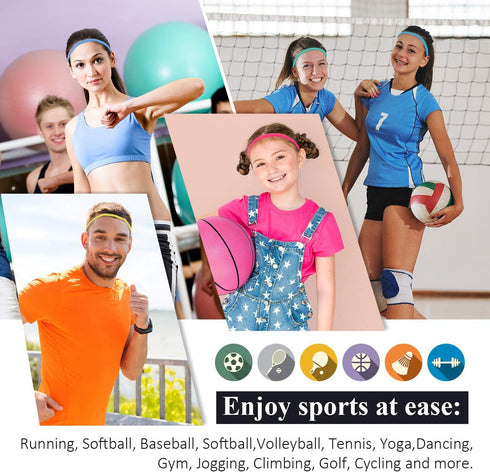 Sumind 4 Pieces Thick Non-Slip Elastic Sport Headbands - Men Thin Football Hair Headbands for Women