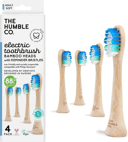 The Humble Co. Electric Toothbrush Replacement Heads 4pk, Sustainable Bamboo, BPA-Free, Compatible with Philips