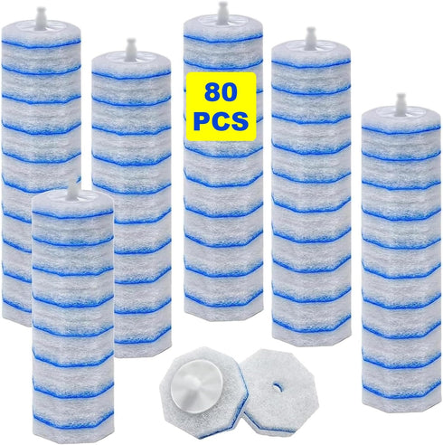 HJUHBDJ 80 Pack Disposable Toilet Wand Refills, High-Density Replacement Scrubber Heads, Bathroom Toilet