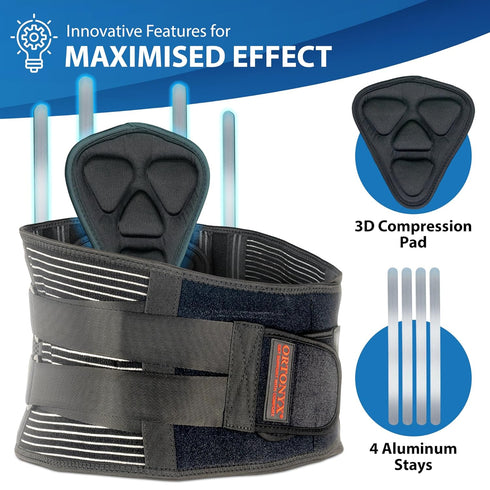 ORTONYX Lower Back Support Belt for Men and Women, Heavy Work Lifting, Back Pain Relief, Herniated Disc, Sciatica
