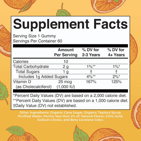 MaryRuth Organics Vitamin D3 Gummies - 2 Month Supply, 60 Vegan Gummies for Immune Support & Bone Health