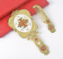 Nerien Antique Mirror Comb Set, Vintage Metal Handheld Makeup Mirror with Comb, Gold-1