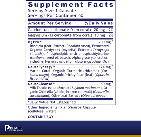 Premier Research Labs Cereven Brain Support Supplement with Rhodiola Extract, 60 Plant-Source Capsules