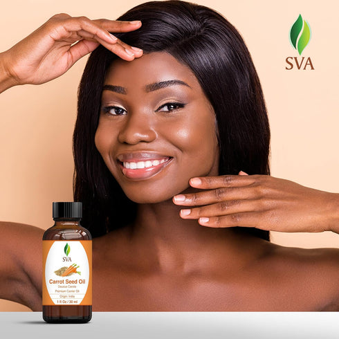 SVA 1 Fl Oz Carrot Seed Oil - 100% Natural Cold Pressed for Face, Skin Care, Hair Care, Scalp & Body Massage