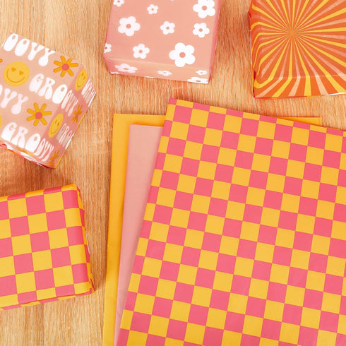 Whaline Boho Tissue Paper, Funny Face Wrapping Paper, Retro Boho Art Paper for Home DIY Gift Bags Party Decor