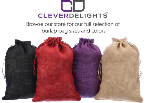 CleverDelights 8" x 12" Burlap Bags - 5 Pack, Jute Drawstring Sacks
