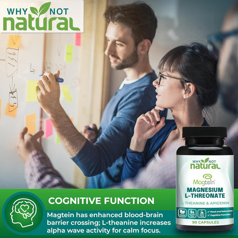 Magnesium L-Threonate Complex with Apigenin and L-theanine, 90 Capsules, Patented Magtein Supplement