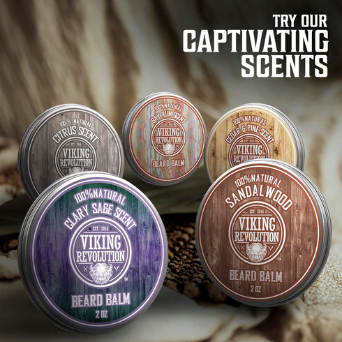 Viking Revolution Beard Balm, All Natural Grooming Treatment with Argan Oil & Mango Butter, 1 Pack