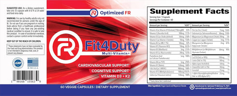 Fit4Duty Multivitamin+, One a Day Multivitamin Plus Other Nutrients - 60 Servings, 2 Month Supply