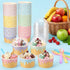 Jingmore 120 Set 8oz Ice Cream Paper Cups with Lids and Spoons, Disposable Sundae Bowls, Dessert Cups for Birthday
