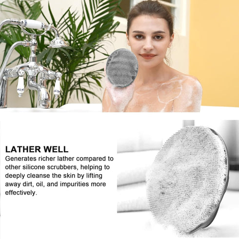 INNERNEED Soft Silicone Body Cleansing Brush, Gentle Exfoliating Shower Scrubber for All Skin Types, Gray