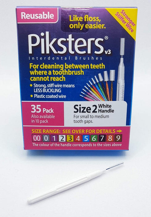 Piksters Interdental Brushes (35 Pack) - Size 2 (White)