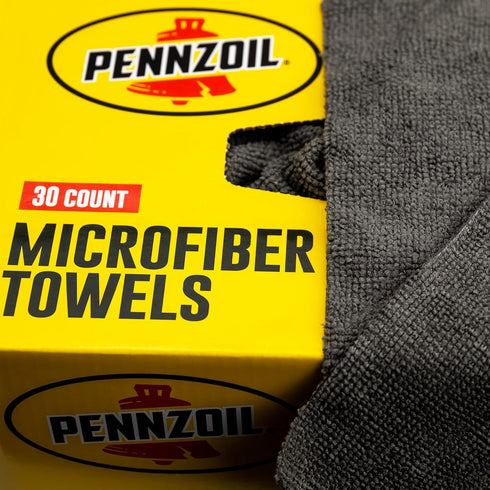 Pennzoil Microfiber Towels, 30-Pack of 12x12 Inch Cloths for Superior Cleaning and Detailing for Cars and Home