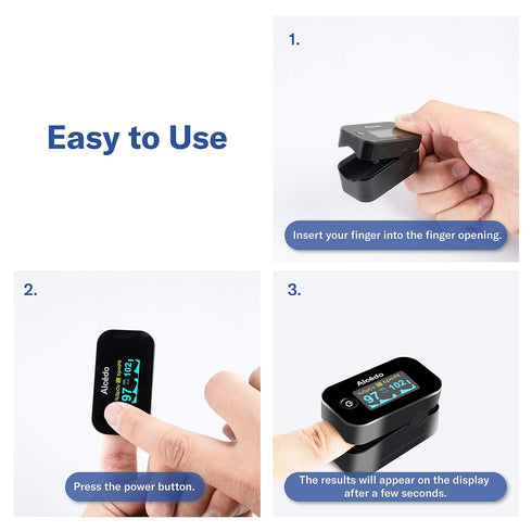 Alcedo Pulse Oximeter Fingertip | Blood Oxygen Saturation Level (SpO2) and Heart Rate Monitor with Carry Case