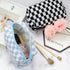 PAZIMIIK Checkered Makeup Bag for Purse, Portable Zipper Cosmetic Case for Travel Accessories (Blue)