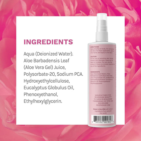 Reserveage Na-PCA Spray with Aloe Vera, Moisturizing Body Lotion for Dry Skin, Anti-Aging Face Moisturizer, 8 Fl Oz