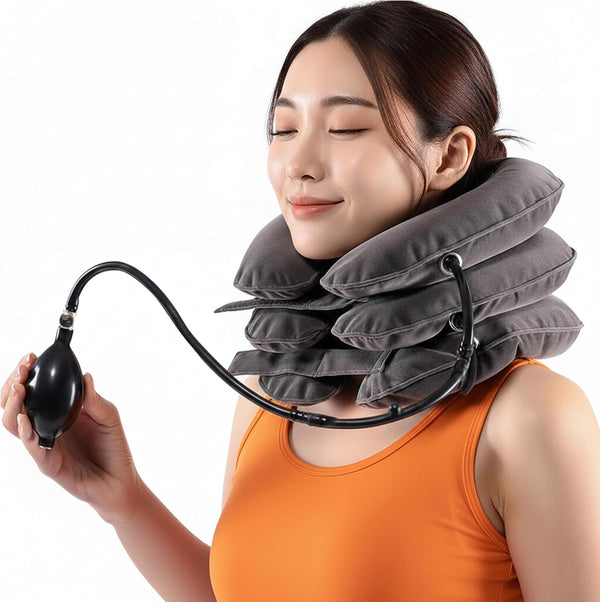lojee Inflatable Neck Brace Adjustable Cervical Traction Device for Neck Pain Relief, Posture