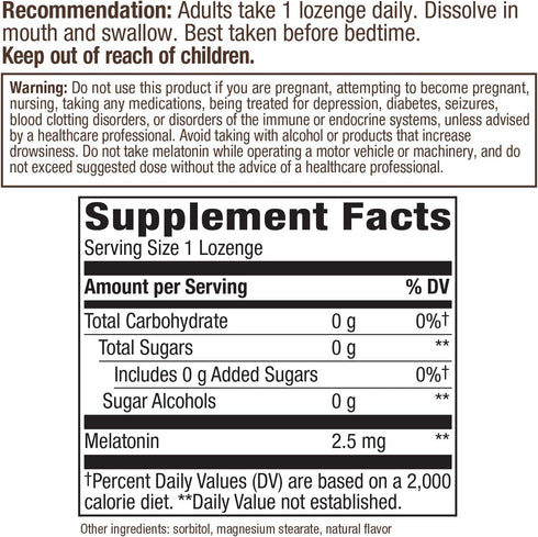 Nature's Way Melatonin Lozenge - Sleep Support*, 2.5 mg, 100 Vegan Lozenges