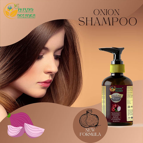 Onion Shampoo for Hair Growth by Herbs Botanica – 6.76 fl oz – Caffeine, Curry Leaf & Indian Alkanet Root – Controls