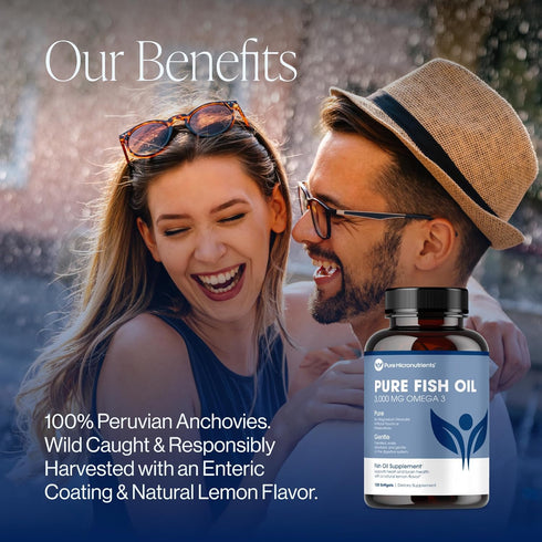 Pure Micronutrients Omega 3 Fish Oil Supplement, EPA/DHA Fatty Acids, 120 Softgels - Burpless with Lemon for Heart,