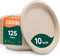 10 Inch Paper Plates, 125-Pack, 100% Compostable Heavy Duty Disposable, Eco-Friendly, Biodegradable Bagasse
