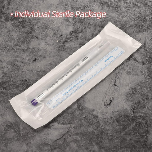 10pcs Tattoo Marker Pen, Waterproof Disposable Microblading Marker with Paper Ruler, 0.5mm Head, Blue