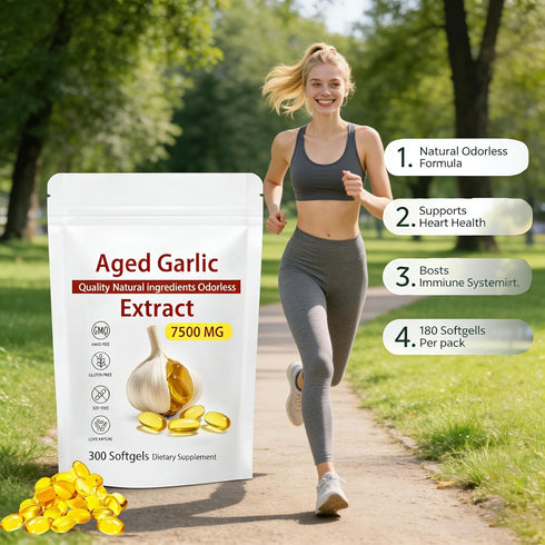 Yiishuiil 7500mg Immune 300 Aged Garlic Extract - Odorless, Organic Garlic Extract Capsules | Heart & Antioxidant