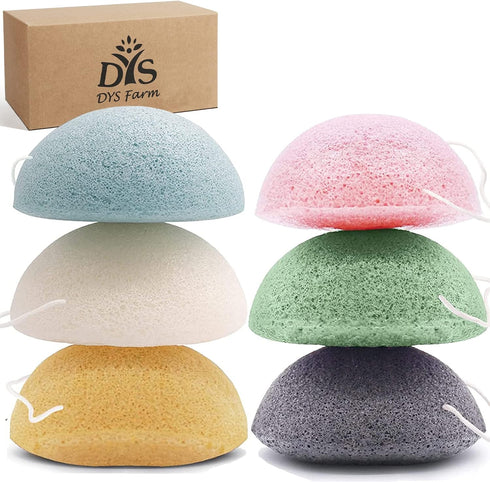 Konjac Face Sponges for Cleansing and Exfoliating, Natural Konjac Sponge Set for Oily Dry Sensitive Skin